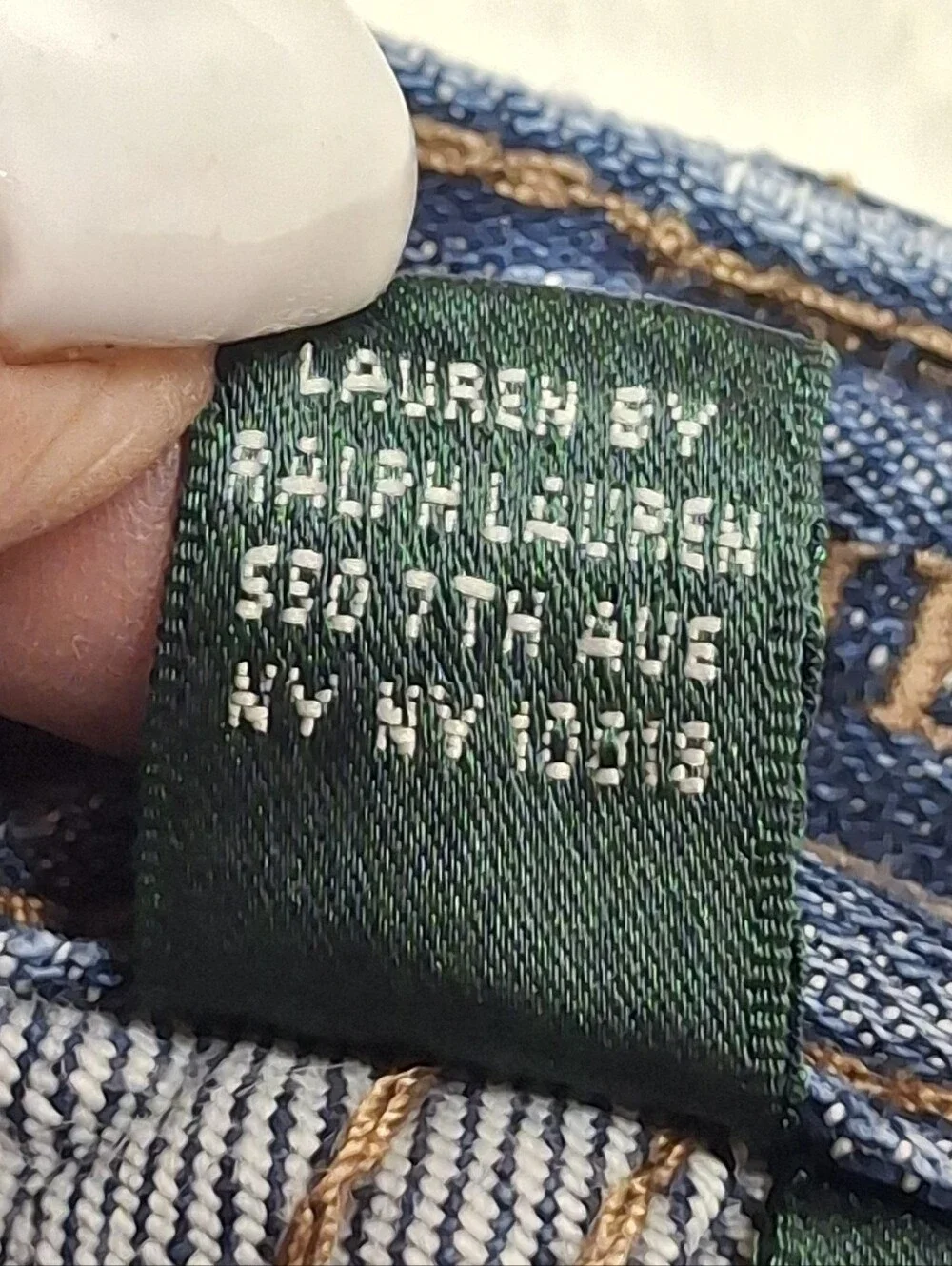 Y2K Lauren Jean Co. Crop Wide Leg Capri Denim Jeans Thailand Made Women Size 14 - Picture 16 of 16